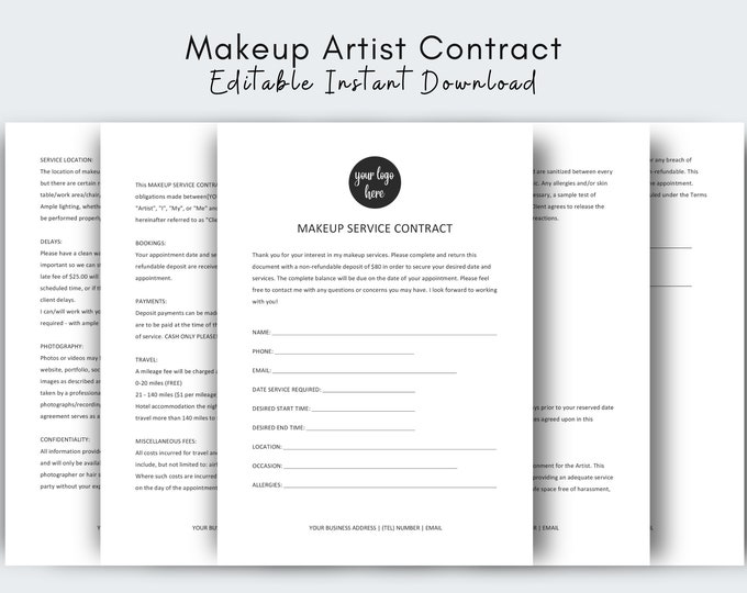 Freelance Makeup Artist Contract Template, Legal Contract for Makeup Freelance Makeup Artist Contract Template, Legal Contract for Makeup