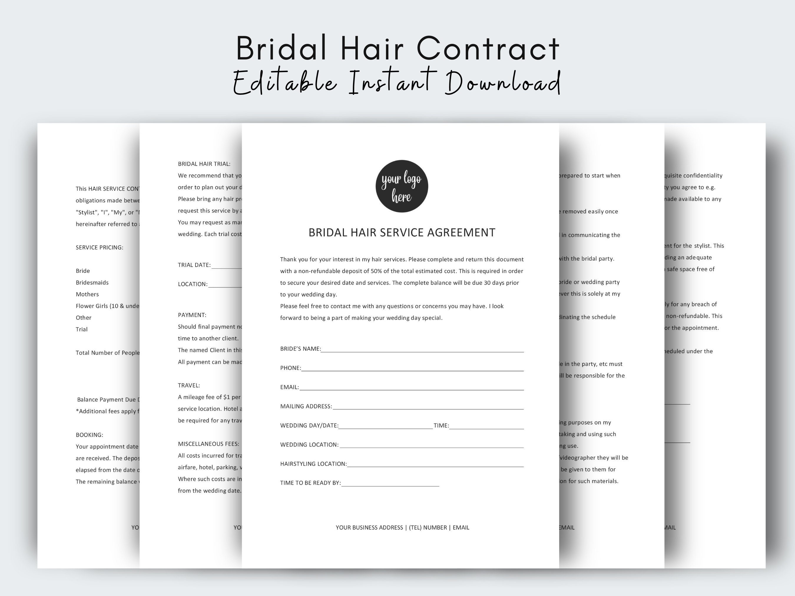 Bridal Hair Contract Template Free