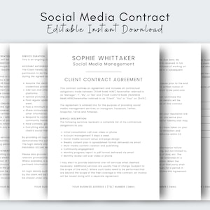 Freelance Social Media Manager Contract Template, Social Media Management Contract Template, Freelance Social Media Contract Template