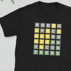 Houston Word Puzzle, Short-Sleeve Unisex T-Shirt, texan pride, americana wear, space city, birthday gift, houston texas, htown rodeo