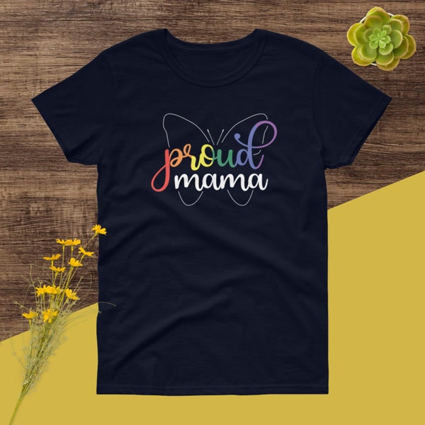 Pride shirt, gift for ally, coming out, birthday present for mom, proud mama, rainbow shirt for mom, plus size, LGBTQSA, rainbow