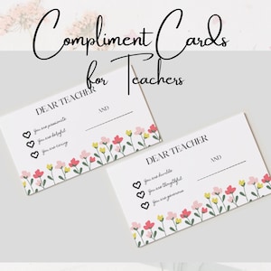 Carte de compliment pour enseignants et élèves Carte-cadeau imprimable Compliment acte de gentillesse au hasard pour les enseignants Carte-cadeau pour élèves Étiquette de compliments