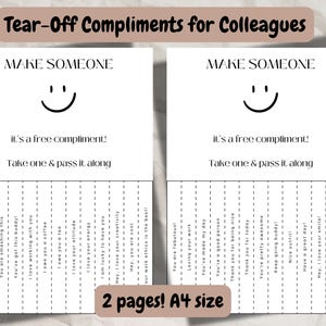 Tear Off Compliments Printable Free Compliment Sheets Random Act of Kindness Activities for Colleagues & Friends Free Compliments Cards