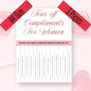 Tear Off Compliments for Women Printable Free Compliment Sheets Random Act of Kindness Activities for Women Free Compliments Cards for Women