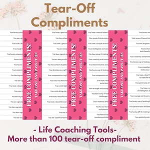 Tear Off Compliments Life Coaches Printable Free Compliment Sheets Random Act of Kindness Activities for Life Coaches Tool Compliments Cards