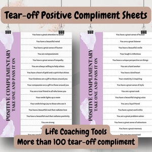 Tear Off Compliments Life Coach Printable Positive Compliment Sheets Random Act of Kindness Activity for Life Coaches Tool Compliments Cards