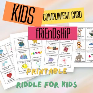 Kids Compliment Card Friendship Card Riddle for Kids Compliment Word Card Friendship Day Act of Kindness Activities for Kids Compliment Card