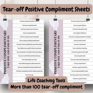 Tear Off Compliments Life Coach Printable Positive Compliment Sheets Random Act of Kindness Activity for Life Coaches Tool Compliments Cards