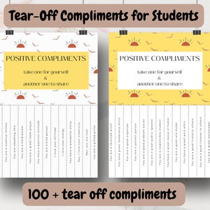 Tear Off Compliments Printable Free Compliment Sheets Random Act of Kindness Activities for Teachers & Students in Classroom Compliment Card