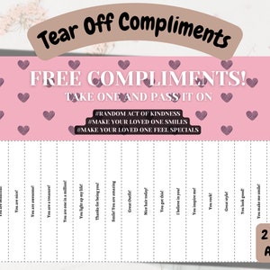 Tear Off Compliments Printable Free Compliment Sheets Random Act of Kindness Activities for Families & Friends Free Compliments Cards