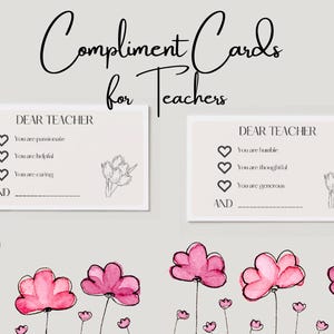 Carte de compliment pour enseignants et élèves Carte-cadeau imprimable Compliment acte de gentillesse au hasard pour les enseignants Carte-cadeau pour élèves Étiquette de compliments