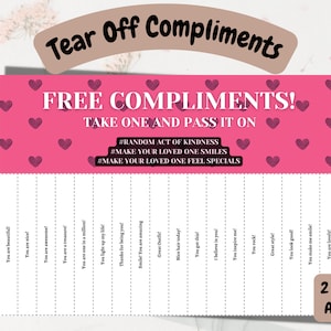Tear Off Compliments Printable Free Compliment Sheets Random Act of Kindness Activities for Families & Friends Free Compliments Cards
