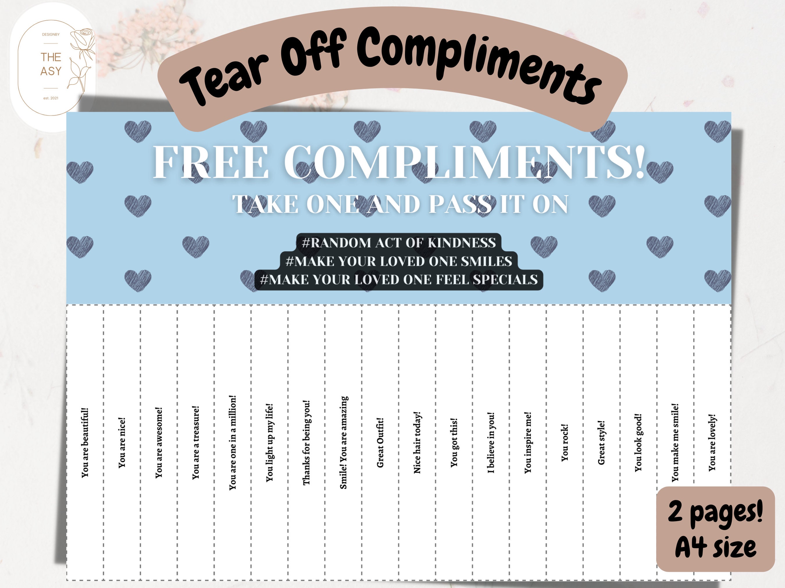 Tear off Compliments Printable Free Compliment Sheets Random Act of ...