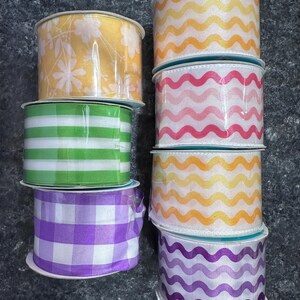 Spring/Summer inspired Wired Ribbon, 2 inch and 2.5 inch, Wide Ribbon 3 yards