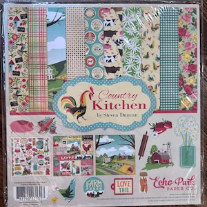 Echo Park Country Kitchen Collection Pack Scrapbooking Paper Card Making Supplies Photo Album Farm Kitchen Cooking Stickers Paper