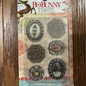 BoBunny Trinkets Little Miss - Blitzen  Jewels - Brads - Buttons - Layered Chipboard - Rub Ons - Scrapbook Ephemera Junk Journal Card Making