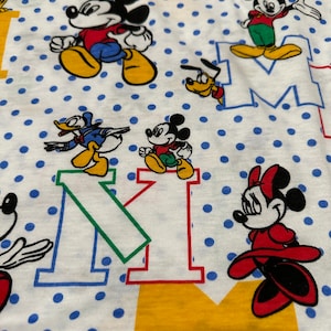Vintage Mickey, Minnie, Donald, Pluto fabric/Disney Cotton Knit Fabric and Cotton Knit Sweatshirt fabric
