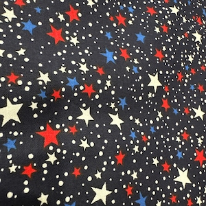 Patriotic Red, White and Blue Stars on Navy  Premium Cotton Fabric