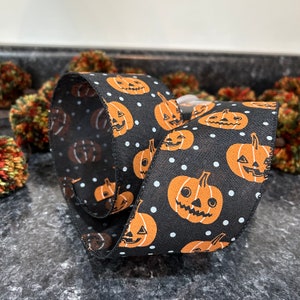 Halloween, Fall, Pumpkin Wired Ribbon, 2.5” Wide Ribbon Wreath Supplies