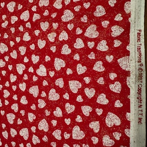 Glitter Red Hearts Quilt Fabric