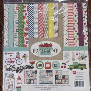 Echo Park Homegrown Collection Pack Scrapbooking Paper Card Making Supplies Photo Album Farm Kitchen Cooking Stickers Paper