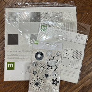 Making Memories Black Tie 12x12 and 8x8 Scrapbook Paper Kit and Flowers
