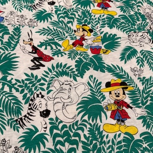 Vintage Mickey, Minnie, Donald Jungle fabric/Disney Cotton Knit Fabric