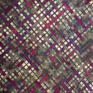 Premium Cotton Fabric Green Red Purple Plaid