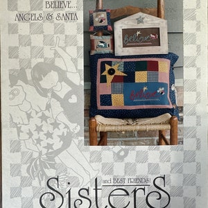 Believe...Angels and Santa Cross Stitch Quikted Pillow Pattern