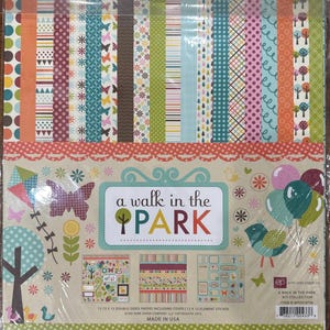 Echo Park A Walk in the Park Collection Pack Scrapbooking Paper Card Making Supplies Photo Album Children Grandchildren School Stickers
