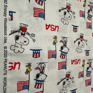 Patriotic Red, White and Blue Snoopy Premium Cotton Fabric