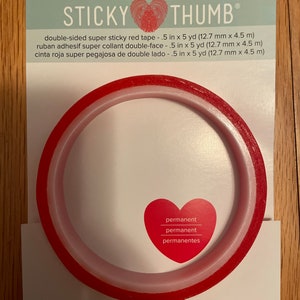 Sticky Thumb Double-Sided Super Sticky Red Tape .5”X5yd Red Line Tape Scrapbook Adhesive Junk Journal Tape