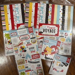 Echo Park Magical Voyage Chipboard Accents or Phrases Paper Scrapbook Ephemera Disney Scrapbook Paper Stickers
