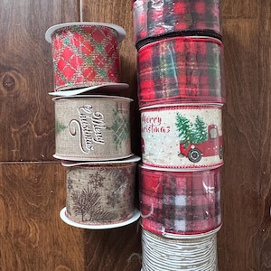 Christmas, Holiday Wired Ribbon, 2.5” Wide Ribbon