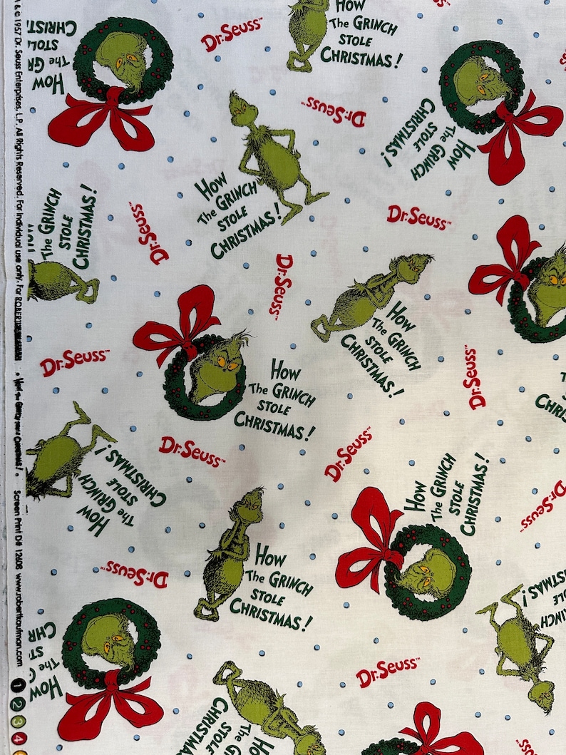 The Grinch Christmas Fabric by Robert Kaufman Cotton Quilting Sewing
