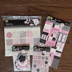Sabrina by Making Memories 8x8 Paper pack, glass stickers, flowers word fetti