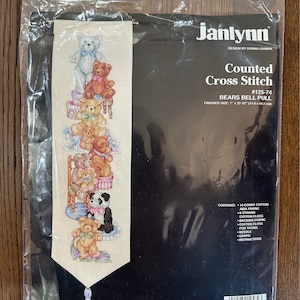 Janlynn Bears Bell Pull Cross Stitch Kit RARE VINTAGE