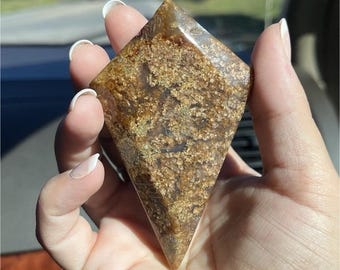 3 inch Moss Agate Crystal Mineral Display Specimen Diamond shape