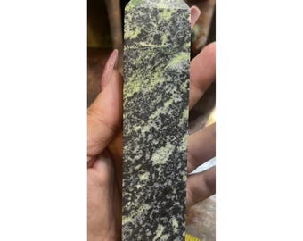 Serpentine Crystal Tower 5.0-5.5 Inch Heart Chakra Spiritual Green and Black