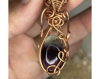 Purple Fluorite Handcrafted Wire Wrapped Copper Pendant
