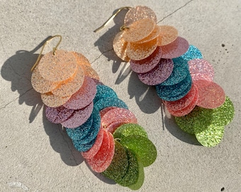 OOMPH! Extra everything sequin earrings with stainless steel earring hooks by SaraBokwallDesign.