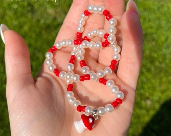 Beaded Mushroom Necklace | Red Mushroom | Summer Trends | Czech Seed Bead Choker | Hippie Necklace | Mushroom Pearl Necklace | Indie |