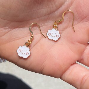 Gold Cloud Earrings | Cute Simple Earrings | Dainty Dangle Earrings