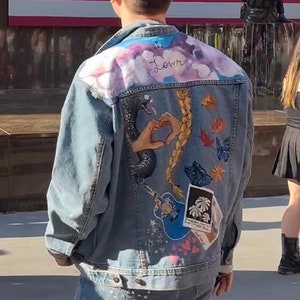 Custom Hand Painted Denim Jacket, Personalized Denim Jacket Perfect for Concerts, Gifts, Fan Art, or Pop Culture References