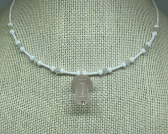 Rose Quartz Mushroom and Stars Memory Wire Necklace