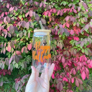 Happy Halloween Iced Coffee Beer Can Glass-Spooky Season Cup- Iced Coffee Glass