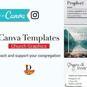 15 Canva Instagram Templates for Christian Church Social Media Engagement Graphics Pack | Fully Editable | Bible Verses | Online Ministry
