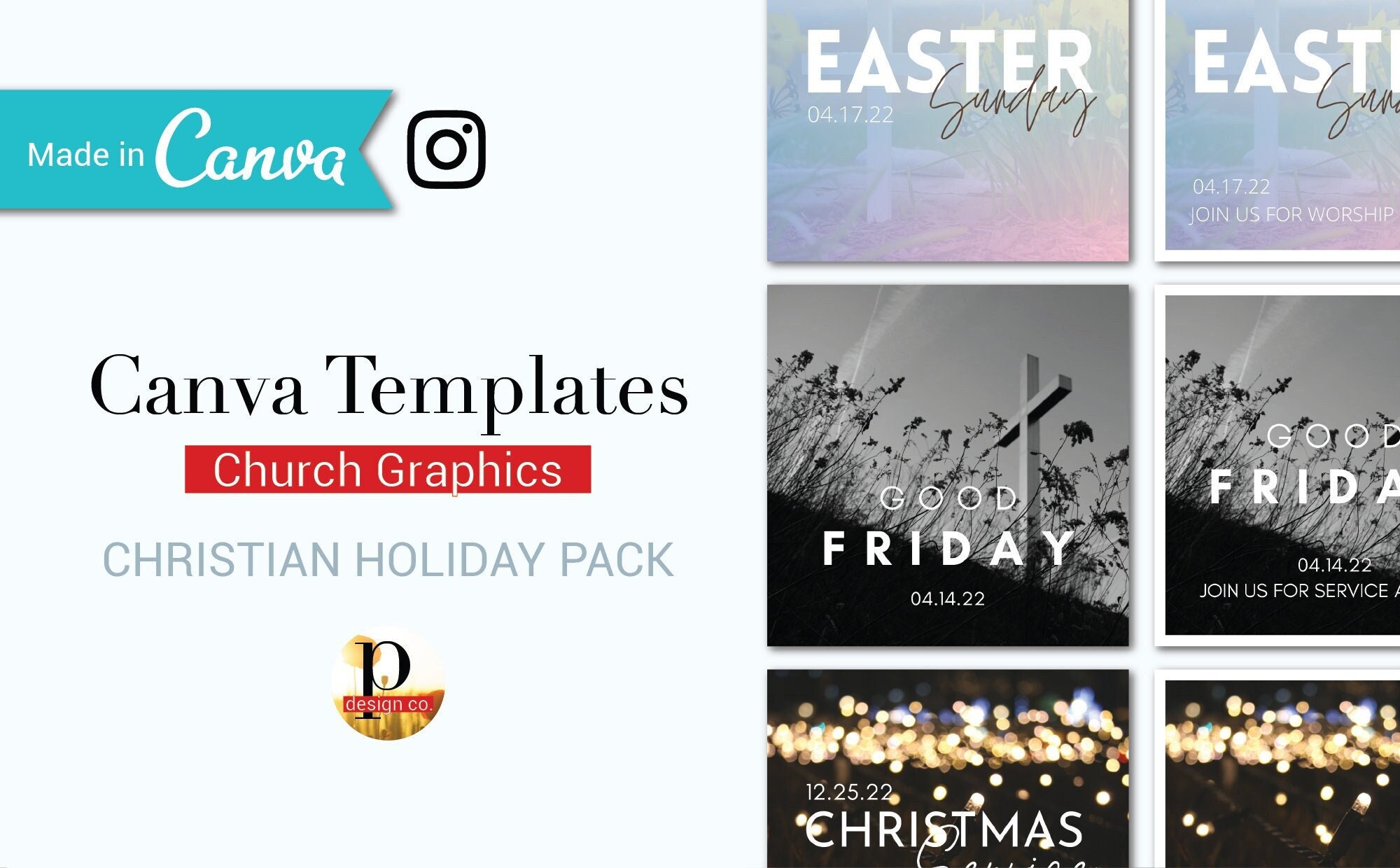 15 Canva Instagram Templates for Christian Church Holiday Graphics Pack ...