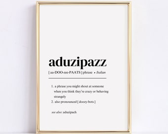 PRINTABLE Italian Definition Wall Art, Minimalist Prints, Funny Saying Poster, Instant Download for Home
