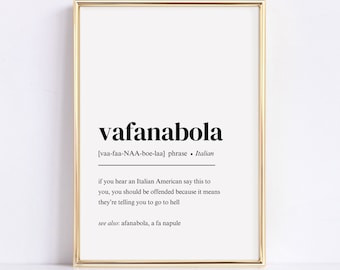 PRINTABLE Italian Definition Wall Art, Vafanabola Print, Minimalist Home Decor, Instant Download